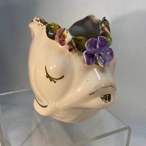 Vintage Lefton Fish With Flowers Has defects read disc.